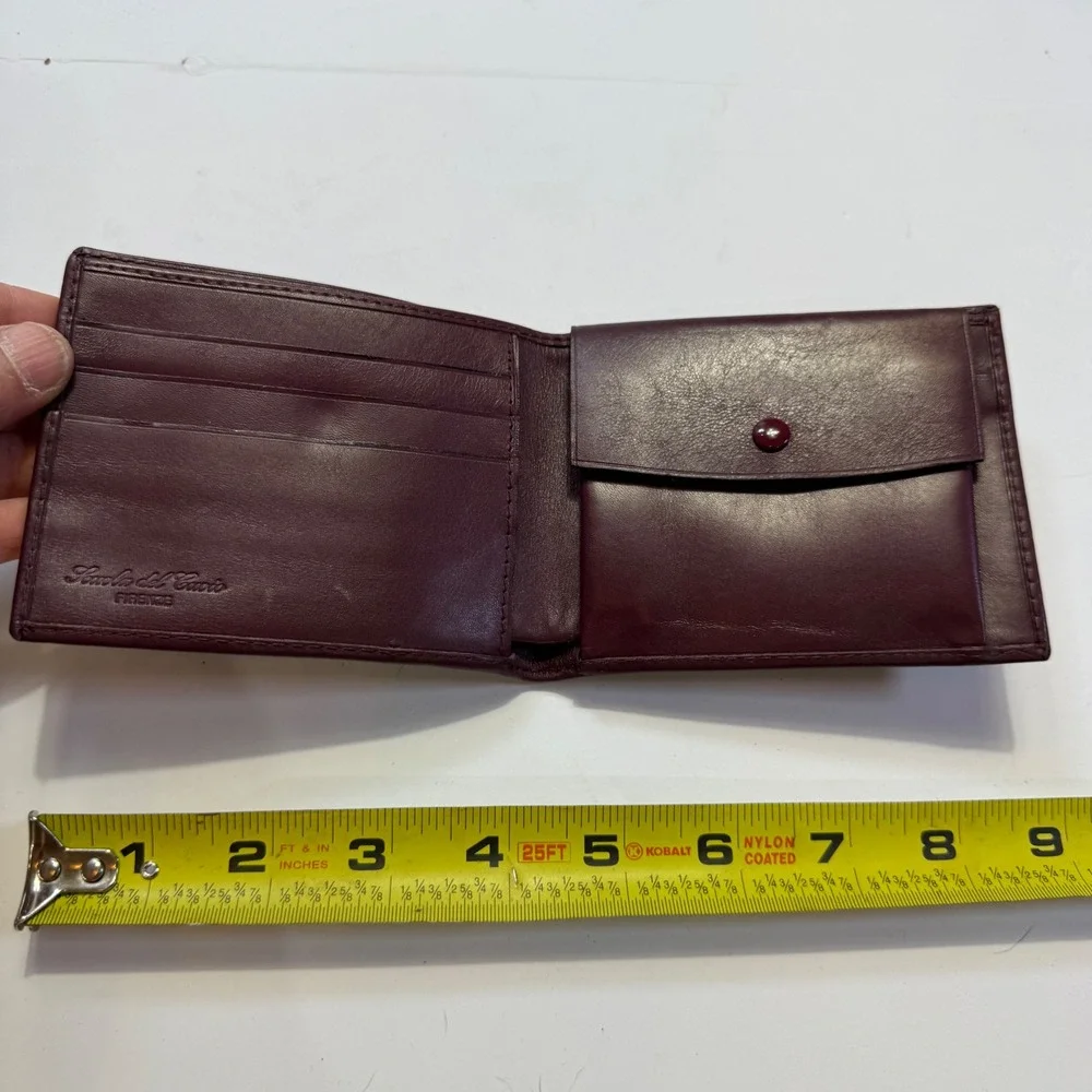 Scuola del Cuoio Firenze Italian Leather Bifold Wallet Burgundy Heraldic Crest